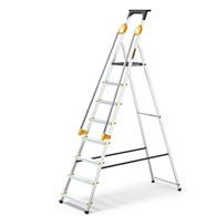Drabina aluminiowa-domowa 8-stopniowa z półką + poręcze PRO do 150kg