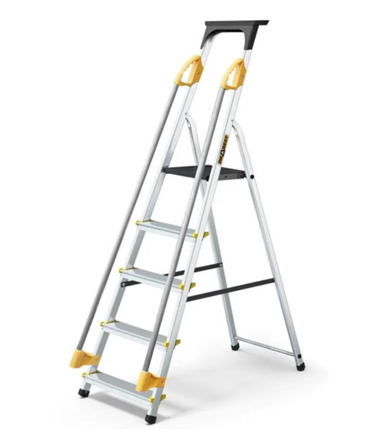 Drabina aluminiowa jednostronna 5 stopniowa PRO z poręczą 150kg