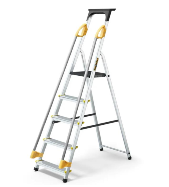 Drabina aluminiowa jednostronna 5 stopniowa PRO z poręczą 150kg