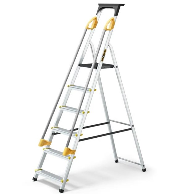 Drabina aluminiowa jednostronna 6 stopniowa PRO z poręczą 150kg