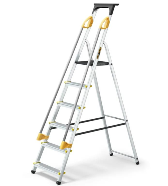 Drabina aluminiowa jednostronna 6 stopniowa PRO z poręczą 150kg