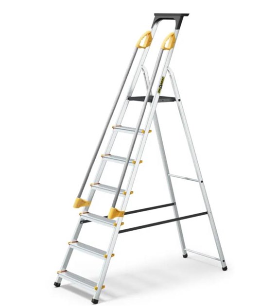 Drabina aluminiowa jednostronna 7 stopniowa PRO z poręczą 150kg