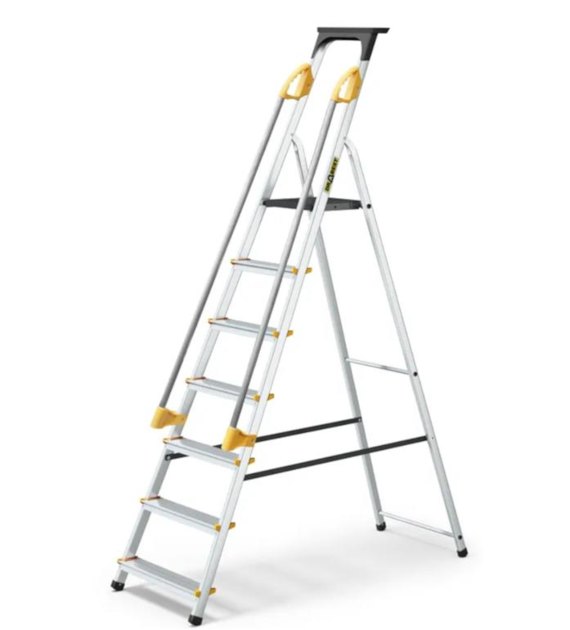 Drabina aluminiowa jednostronna 7 stopniowa PRO z poręczą 150kg