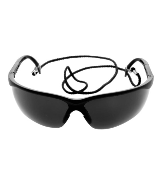 Okulary ochronne przyciemniane nieparujące z regulowanymi zausznikami i sznurkiem zabezpieczającym