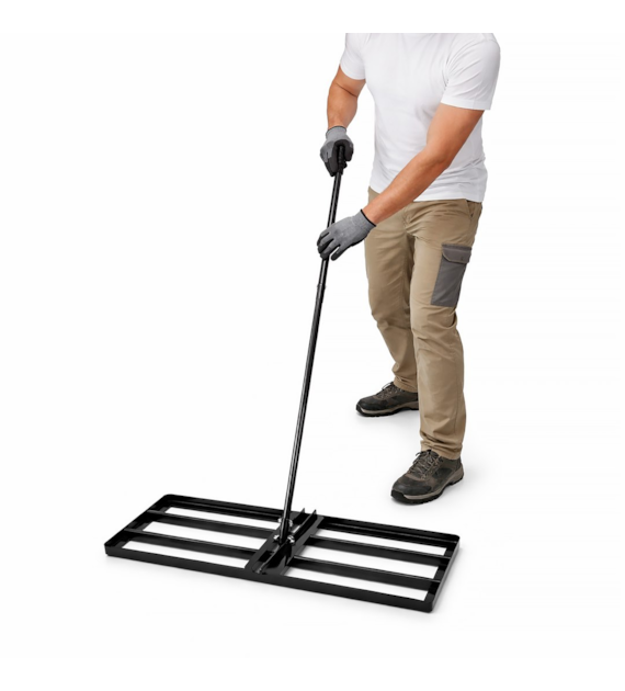 Niwelator ogrodowy ręczny 90x30 cm z trzonkiem metalowym 170 cm