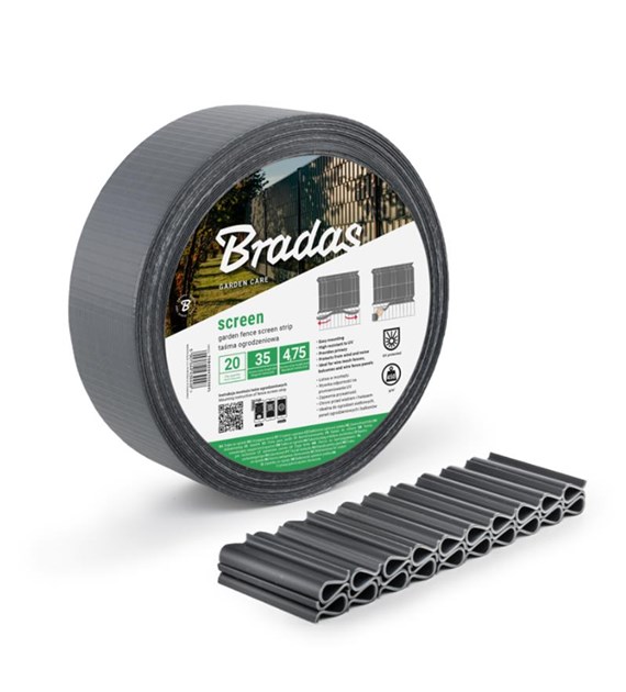 Taśma ogrodzeniowa, balkonowa, 4,75cm x 35m, 450g/m2, + klipsy 20szt, grafit