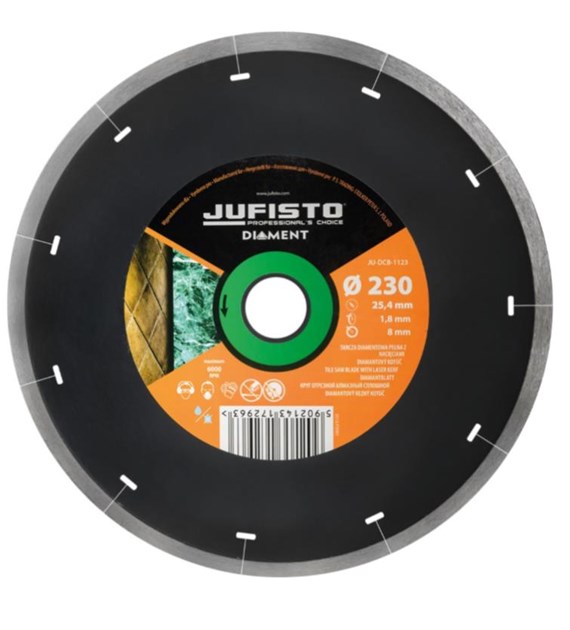 JUFISTO Tarcza diamentowa pełna z nacięciami 230 x 1,8 x 25,4 mm