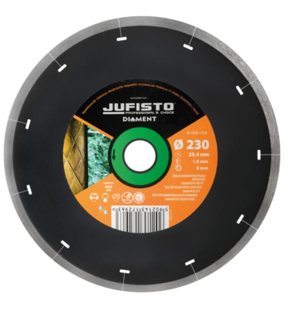 JUFISTO Tarcza diamentowa pełna z nacięciami 230 x 1,8 x 25,4 mm