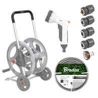 WHITE LINE Metalowy wózek z wężem 1/2  50m i akcesoriami SILVER PRO SET