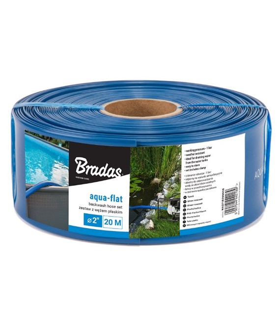 Wąż płaski AQUA - FLAT PE/EVA w zestawie z opaską W.P.1 - 1  - 10m
