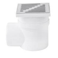 Kratka kanalizacyjna boczna regulowana fi 50 10x10cm biała - ruszt nierdzewny