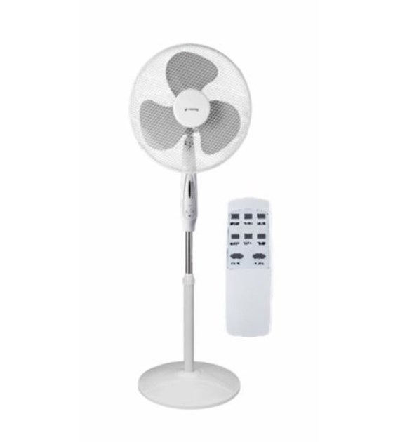 Wentylator podłogowy 40cm podstawa koło z pilotem - biały