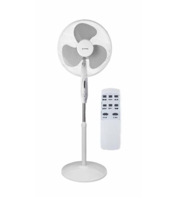 Wentylator podłogowy 40cm podstawa koło z pilotem - biały