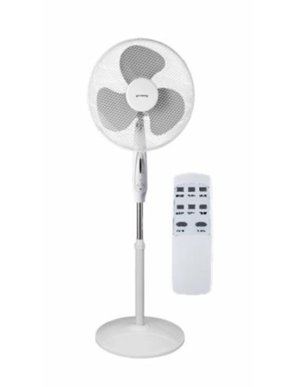 Wentylator podłogowy 40cm podstawa koło z pilotem - biały