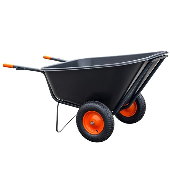 Taczki ogrodowe dwukołowe kosz plastikowy 210L