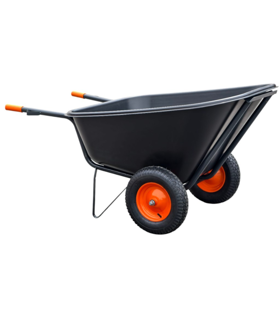 Taczki ogrodowe dwukołowe kosz plastikowy 210L