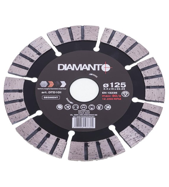 Tarcza diamentowa 125 x 2,4 x 22,23mm SEGMENT DIAMANTO