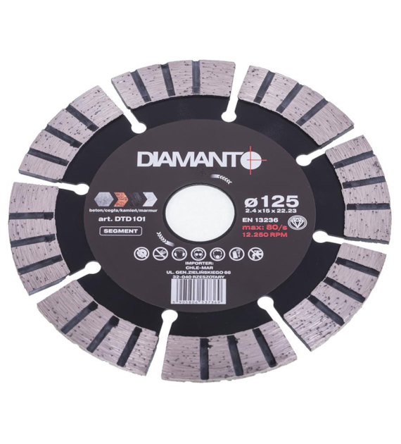 Tarcza diamentowa 125 x 2,4 x 22,23mm SEGMENT DIAMANTO