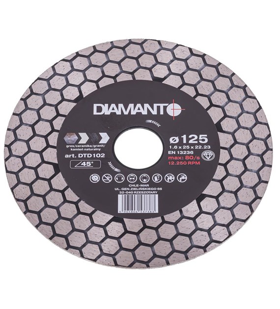 Tarcza diamentowa 125 x 1,6 x 22,23mm PEŁNA DIAMANTO