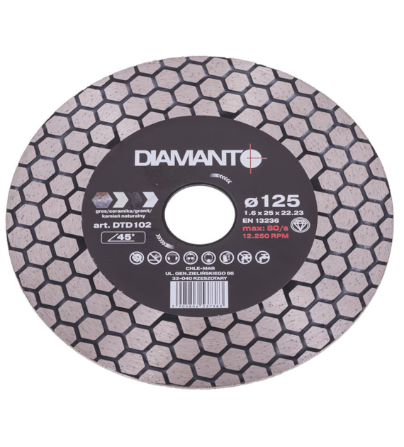 Tarcza diamentowa 125 x 1,6 x 22,23mm PEŁNA DIAMANTO