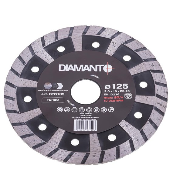 Tarcza diamentowa 125 x 2,0 x 22,23mm TURBO DIAMANTO