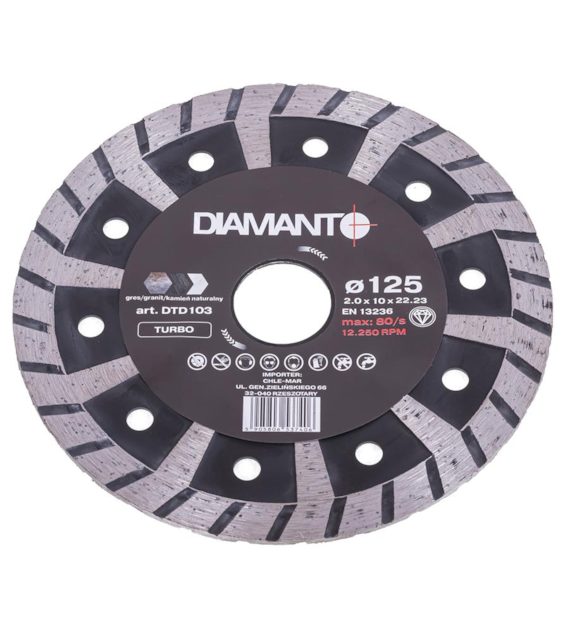Tarcza diamentowa 125 x 2,0 x 22,23mm TURBO DIAMANTO