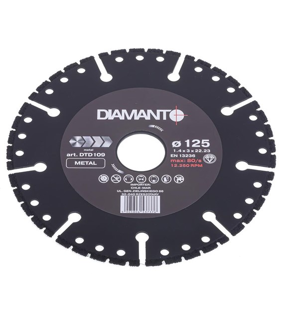 Tarcza diamentowa 125 x 1,4 x 22,23mm do cięcia metalu DIAMANTO
