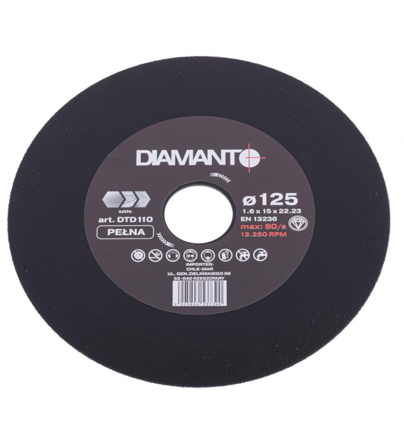 Tarcza diamentowa 125 x 1,6 x 22,23mm do cięcia szkła DIAMANTO