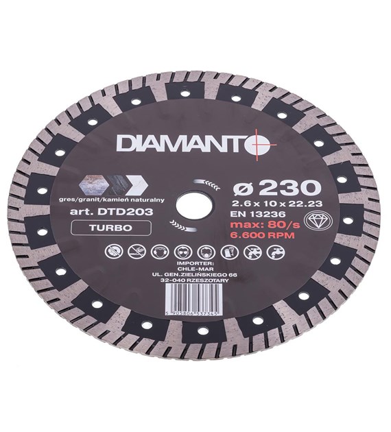 Tarcza diamentowa 230 x 2,6 x 22,23mm TURBO DIAMANTO