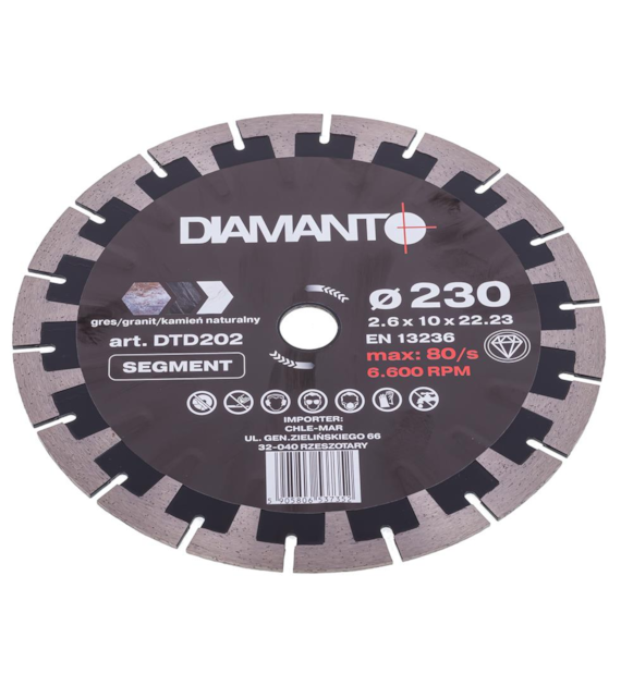 Tarcza diamentowa 230 x 2,6 x 22,23mm SEGMENT DIAMANTO