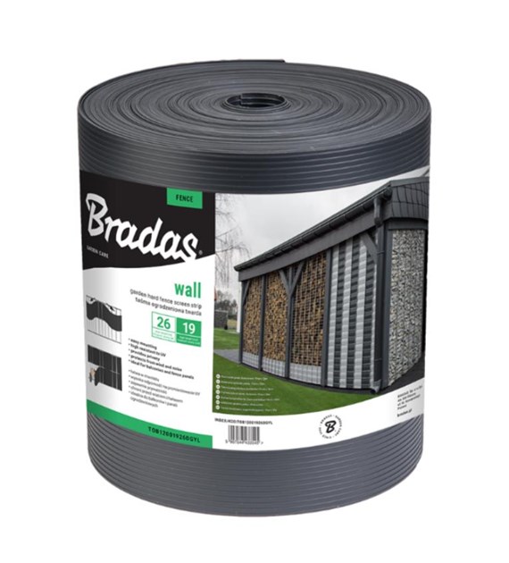 Taśma ogrodzeniowa, balkonowa SOLID 19cm x 26m, 1200g/m2, ciemnoszara