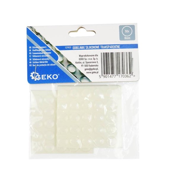 Odbojniki silikonowe transparentne – okrągłe pod meble 8mm 50szt