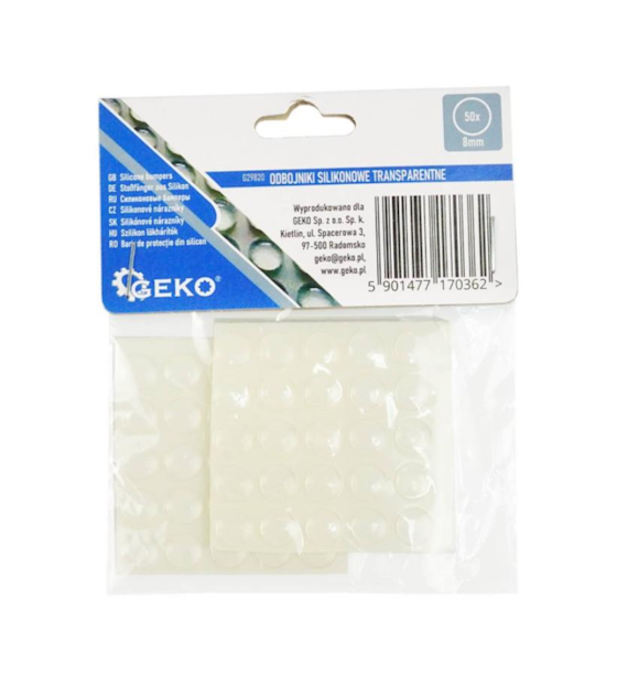 Odbojniki silikonowe transparentne – okrągłe pod meble 8mm 50szt