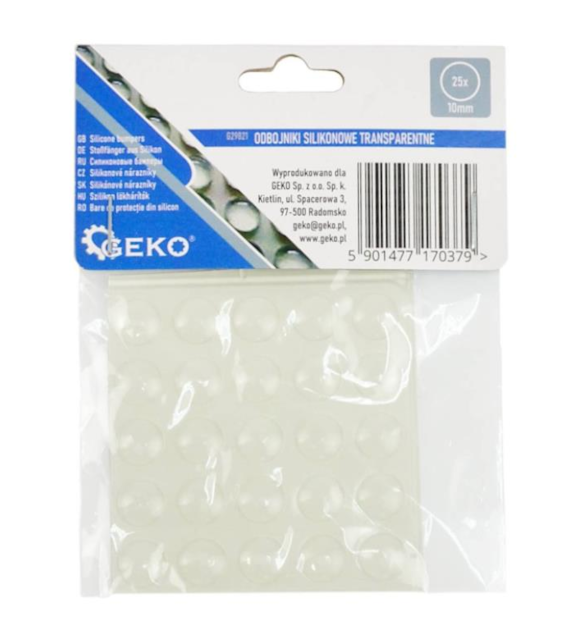 Odbojniki silikonowe transparentne – okrągłe pod meble 10mm 25szt