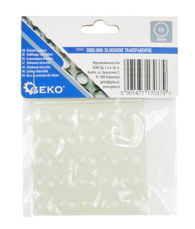 Odbojniki silikonowe transparentne – okrągłe pod meble 10mm 25szt