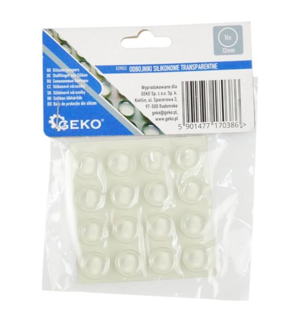 Odbojniki silikonowe transparentne – okrągłe pod meble 12mm 16szt