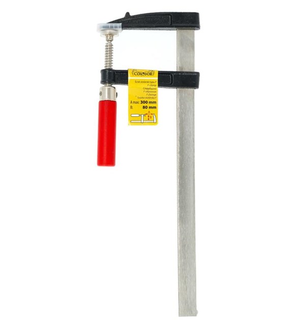 Ścisk stolarski 80 x 300 mm, typ F, drewniany uchwyt