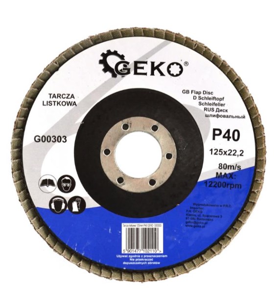 Tarcza listkowa 125 granulacja 60 GEKO