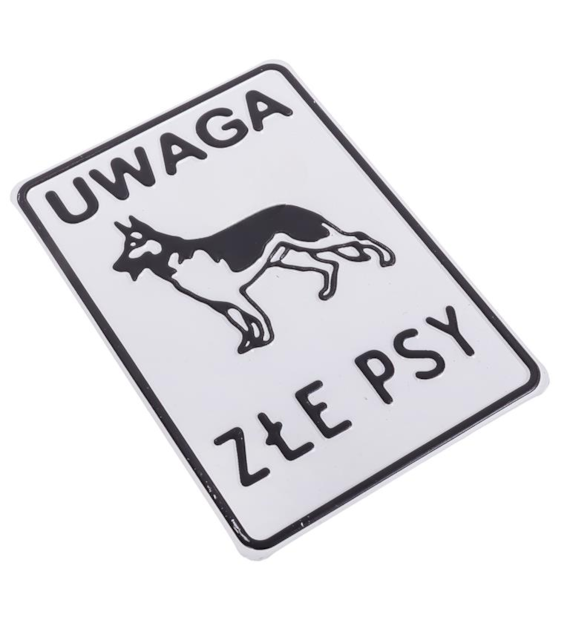 Tabliczka METALOWA 140x200mm UWAGA ZŁE PSY