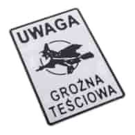 Tabliczka METALOWA 140x200mm UWAGA GROŹNA TEŚCIOWA