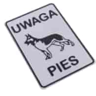 Tabliczka METALOWA 140x200mm UWAGA PIES