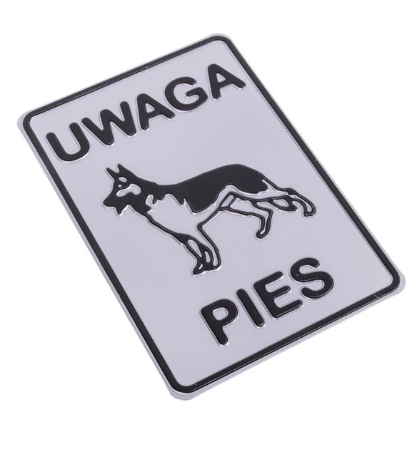 Tabliczka METALOWA 140x200mm UWAGA PIES