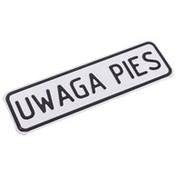 Tabliczka METALOWA 60x200mm UWAGA PIES