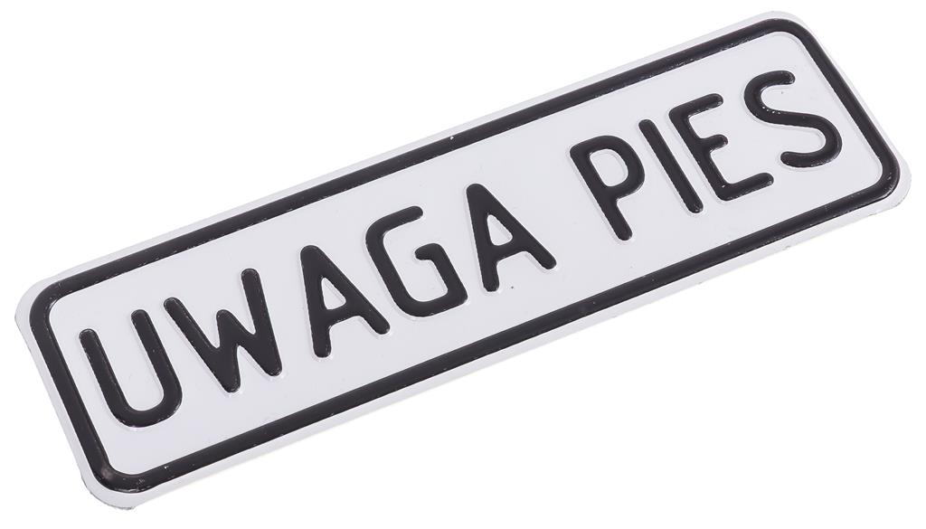 Tabliczka METALOWA 60x200mm UWAGA PIES