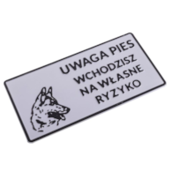 Tabliczka METALOWA 150x285mm WCHODZISZ NA WŁASNE RYZYKO