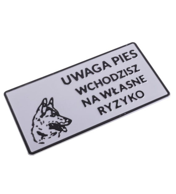 Tabliczka METALOWA 150x285mm WCHODZISZ NA WŁASNE RYZYKO