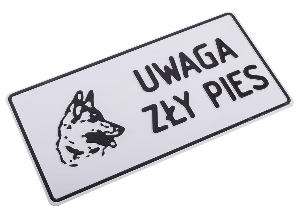 Tabliczka METALOWA 150x285mm UWAGA ZŁY PIES