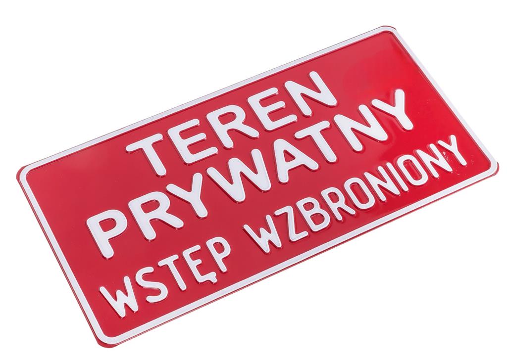 Tabliczka METALOWA 150x285mm TEREN PRYWATNY WSTĘP WZBRONIONY