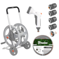 WHITE LINE Metalowy wózek z wężem 1/2  20m z pistoletem i armaturą SILVER PRO SET