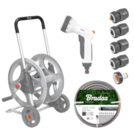 WHITE LINE Metalowy wózek z wężem 1/2  30m z pistoletem i armaturą SILVER PRO SET